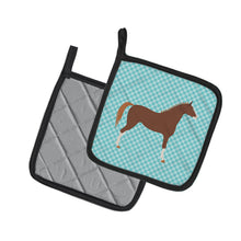 Load image into Gallery viewer, Hanoverian Horse Blue Check Pot Holders - Set of 2 - Heat-Resistant Kitchen Essentials BB8083PTHD