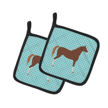Load image into Gallery viewer, Hanoverian Horse Blue Check Pot Holders - Set of 2 - Heat-Resistant Kitchen Essentials BB8083PTHD