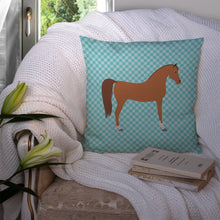Load image into Gallery viewer, Arabian Horse Blue Check Throw Pillow - 14x14 Decorative Pillow – Art for Your Home &amp; Patio BB8085PW1414