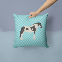 Load image into Gallery viewer, Cyldesdale Horse Blue Check Throw Pillow - 14x14 Decorative Pillow – Art for Your Home &amp; Patio BB8086PW1414