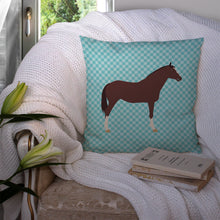 Load image into Gallery viewer, English Thoroughbred Horse Blue Check Throw Pillow - 14x14 Decorative Pillow – Art for Your Home &amp; Patio BB8087PW1414