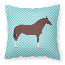 Load image into Gallery viewer, English Thoroughbred Horse Blue Check Fabric Decorative Pillow BB8087PW1818