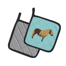 Load image into Gallery viewer, Shetland Pony Horse Blue Check Pot Holders - Set of 2 - Heat-Resistant Kitchen Essentials BB8088PTHD