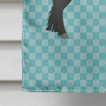 Load image into Gallery viewer, Friesian Horse Blue Check Flag Canvas House Size BB8089CHF
