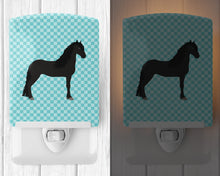 Load image into Gallery viewer, Friesian Horse Blue Check Ceramic Night Light BB8089CNL