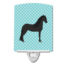 Load image into Gallery viewer, Friesian Horse Blue Check Ceramic Night Light BB8089CNL