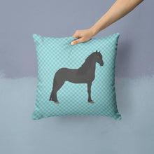 Load image into Gallery viewer, Friesian Horse Blue Check Throw Pillow - 14x14 Decorative Pillow – Art for Your Home &amp; Patio BB8089PW1414
