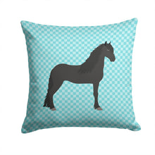 Load image into Gallery viewer, Friesian Horse Blue Check Throw Pillow - 14x14 Decorative Pillow – Art for Your Home &amp; Patio BB8089PW1414