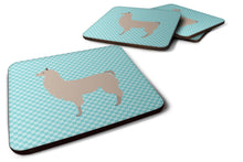 Load image into Gallery viewer, Llama Blue Check Foam Coaster  BB8090FC