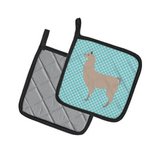 Load image into Gallery viewer, Llama Blue Check Pot Holders - Set of 2 - Heat-Resistant Kitchen Essentials BB8090PTHD
