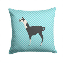 Load image into Gallery viewer, Llama Q' Ara Blue Check Throw Pillow - 14x14 Decorative Pillow – Art for Your Home &amp; Patio BB8092PW1414