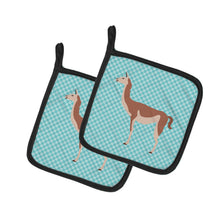 Load image into Gallery viewer, Guanaco Blue Check Pot Holders - Set of 2 - Heat-Resistant Kitchen Essentials BB8095PTHD