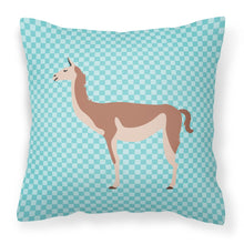 Load image into Gallery viewer, Guanaco Blue Check Fabric Decorative Pillow BB8095PW1818
