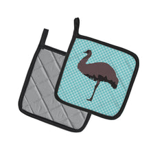 Load image into Gallery viewer, Emu Blue Check Pot Holders - Set of 2 - Heat-Resistant Kitchen Essentials BB8096PTHD