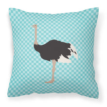Load image into Gallery viewer, Common Ostrich Blue Check Fabric Decorative Pillow BB8098PW1818