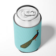 Load image into Gallery viewer, Indian Peacock Peafowl Blue Check Can or Bottle Hugger BB8099CC
