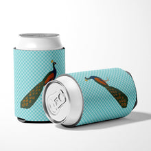 Load image into Gallery viewer, Indian Peacock Peafowl Blue Check Can or Bottle Hugger BB8099CC