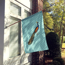 Load image into Gallery viewer, Indian Peacock Peafowl Blue Check Flag Canvas House Size BB8099CHF