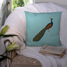 Load image into Gallery viewer, Indian Peacock Peafowl Blue Check Throw Pillow - 14x14 Decorative Pillow – Art for Your Home &amp; Patio BB8099PW1414
