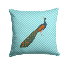 Load image into Gallery viewer, Indian Peacock Peafowl Blue Check Throw Pillow - 14x14 Decorative Pillow – Art for Your Home &amp; Patio BB8099PW1414