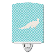 Load image into Gallery viewer, White Peacock Peafowl Blue Check Ceramic Night Light BB8100CNL