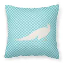 Load image into Gallery viewer, White Peacock Peafowl Blue Check Fabric Decorative Pillow BB8100PW1818