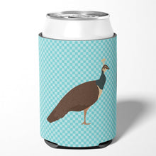 Load image into Gallery viewer, Indian Peahen Peafowl Blue Check Can or Bottle Hugger BB8101CC