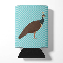 Load image into Gallery viewer, Indian Peahen Peafowl Blue Check Can or Bottle Hugger BB8101CC