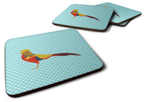 Load image into Gallery viewer, Golden or Chinese Pheasant Blue Check Foam Coaster  BB8102FC