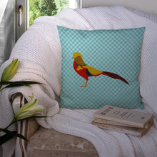 Load image into Gallery viewer, Golden or Chinese Pheasant Blue Check Throw Pillow - 14x14 Decorative Pillow – Art for Your Home &amp; Patio BB8102PW1414