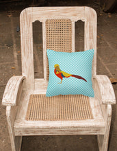 Load image into Gallery viewer, Golden or Chinese Pheasant Blue Check Fabric Decorative Pillow BB8102PW1818