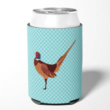 Load image into Gallery viewer, Ring-necked Common Pheasant Blue Check Can or Bottle Hugger BB8104CC
