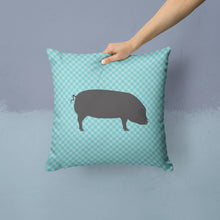 Load image into Gallery viewer, Devon Large Black Pig Blue Check Throw Pillow - 14x14 Decorative Pillow – Art for Your Home &amp; Patio BB8105PW1414