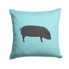 Load image into Gallery viewer, Devon Large Black Pig Blue Check Throw Pillow - 14x14 Decorative Pillow – Art for Your Home &amp; Patio BB8105PW1414