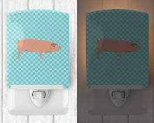 Load image into Gallery viewer, American Landrace Pig Blue Check Ceramic Night Light BB8106CNL