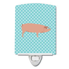 Load image into Gallery viewer, American Landrace Pig Blue Check Ceramic Night Light BB8106CNL