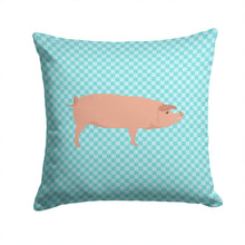 Load image into Gallery viewer, American Landrace Pig Blue Check Throw Pillow - 14x14 Decorative Pillow – Art for Your Home &amp; Patio BB8106PW1414