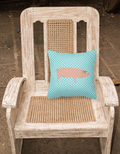 Load image into Gallery viewer, American Landrace Pig Blue Check Fabric Decorative Pillow BB8106PW1818