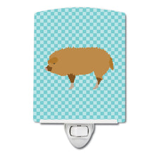 Load image into Gallery viewer, Hungarian Mangalica Pig Blue Check Ceramic Night Light BB8108CNL