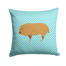 Load image into Gallery viewer, Hungarian Mangalica Pig Blue Check Throw Pillow - 14x14 Decorative Pillow – Art for Your Home &amp; Patio BB8108PW1414