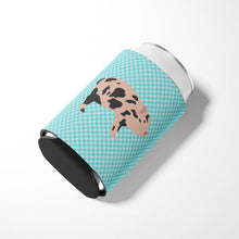 Load image into Gallery viewer, Mini Miniature Pig Blue Check Can or Bottle Hugger BB8109CC