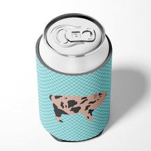 Load image into Gallery viewer, Mini Miniature Pig Blue Check Can or Bottle Hugger BB8109CC