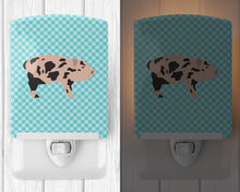 Load image into Gallery viewer, Mini Miniature Pig Blue Check Ceramic Night Light BB8109CNL