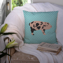 Load image into Gallery viewer, Mini Miniature Pig Blue Check Throw Pillow - 14x14 Decorative Pillow – Art for Your Home &amp; Patio BB8109PW1414