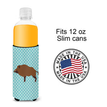 Load image into Gallery viewer, Wild Boar Pig Blue Check   Hugger for slim cans