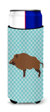 Load image into Gallery viewer, Wild Boar Pig Blue Check   Hugger for slim cans