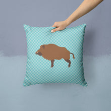 Load image into Gallery viewer, Wild Boar Pig Blue Check Throw Pillow - 14x14 Decorative Pillow – Art for Your Home &amp; Patio BB8110PW1414