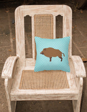 Load image into Gallery viewer, Wild Boar Pig Blue Check Fabric Decorative Pillow BB8110PW1818