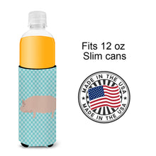 Load image into Gallery viewer, Welsh Pig Blue Check   Hugger for slim cans