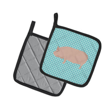 Load image into Gallery viewer, Welsh Pig Blue Check Pot Holders - Set of 2 - Heat-Resistant Kitchen Essentials BB8111PTHD
